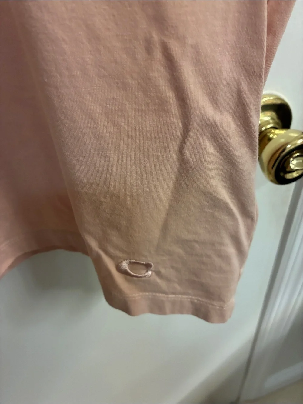 Coach Peach Logo Crewneck Tee Sz L- 100% Cotton